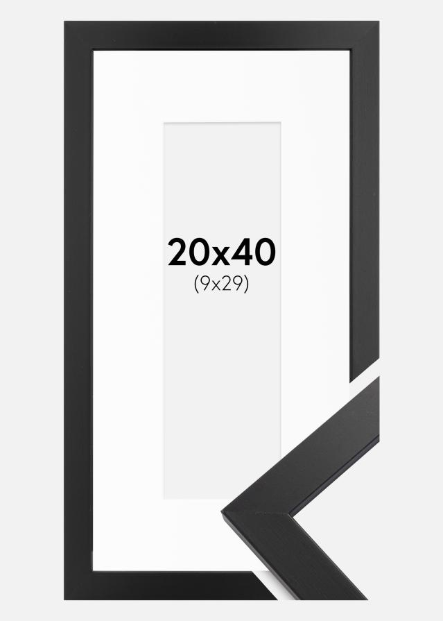 Ramme Black Wood 20x40 cm - Passepartout Hvid 10x30 cm
