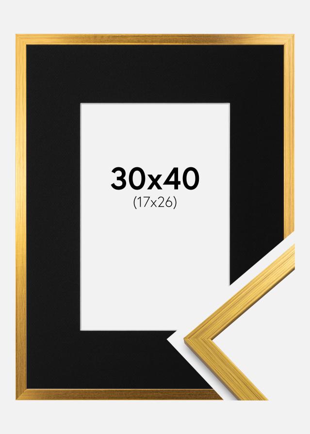 Ramme Edsbyn Guld 30x40 cm - Passepartout Sort 18x27 cm