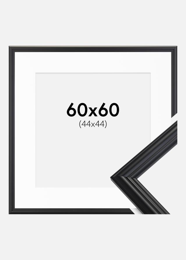 Ramme Siljan Sort 60x60 cm - Passepartout Hvid 45x45 cm