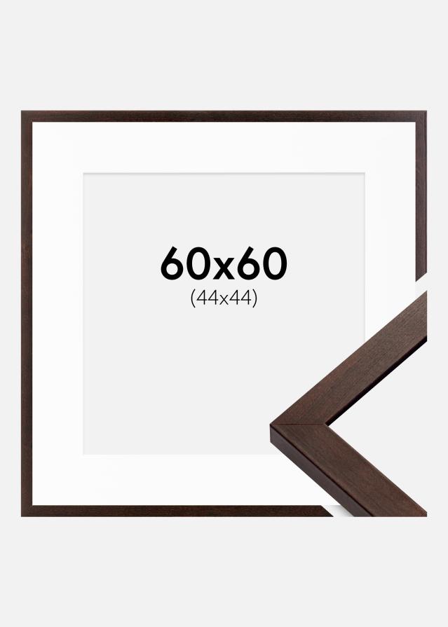Ramme Selection Valnød 60x60 cm - Passepartout Hvid 45x45 cm