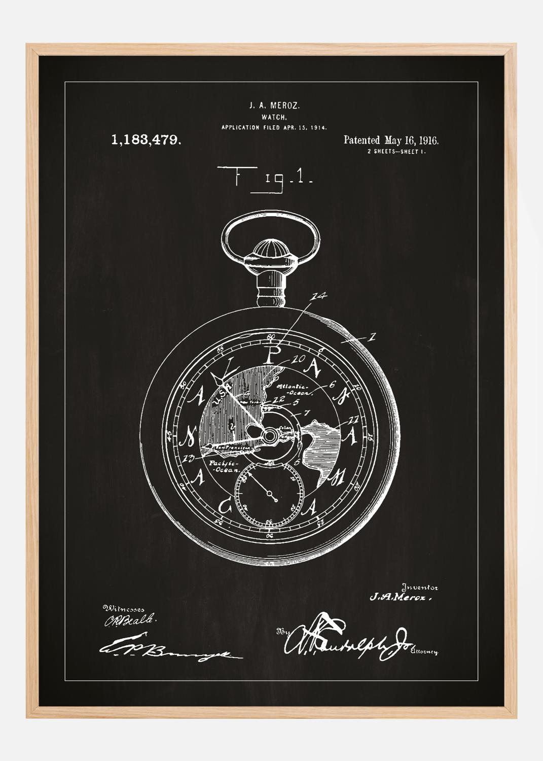 Product Image for Patenttegning - Lommeur - Sort Plakat (21x29.7 cm (A4))