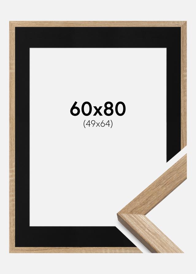 Ramme Fiorito Lys Eg 60x80 cm - Passepartout Sort 50x65 cm
