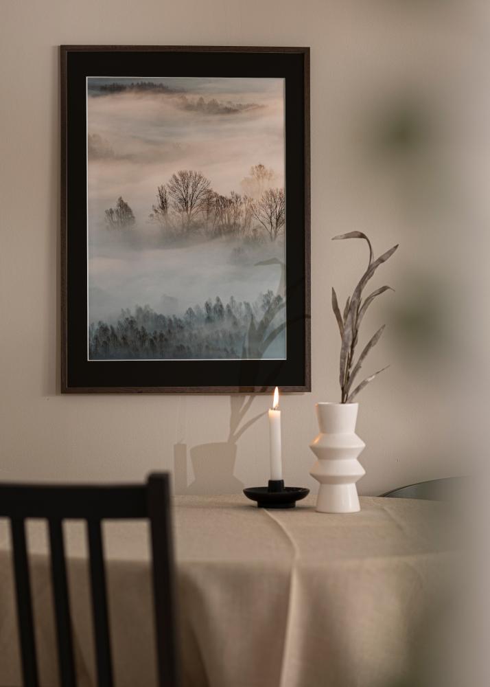 Ramme Edsbyn Valnød 40x40 cm - Passepartout Sort 25x25 cm