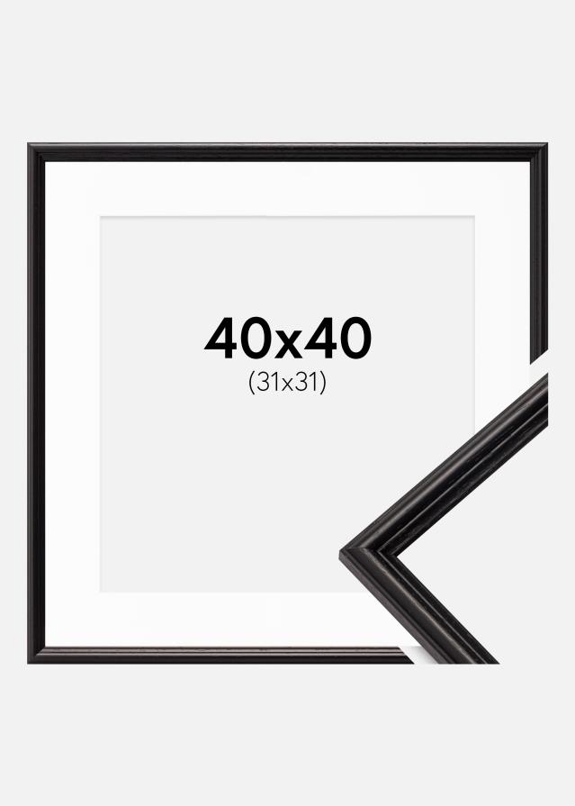 Ramme Horndal Sort 40x40 cm - Passepartout Hvid 32x32 cm