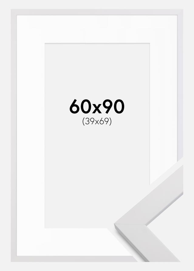 Ramme White Wood 60x90 cm - Passepartout Hvid 40x70 cm