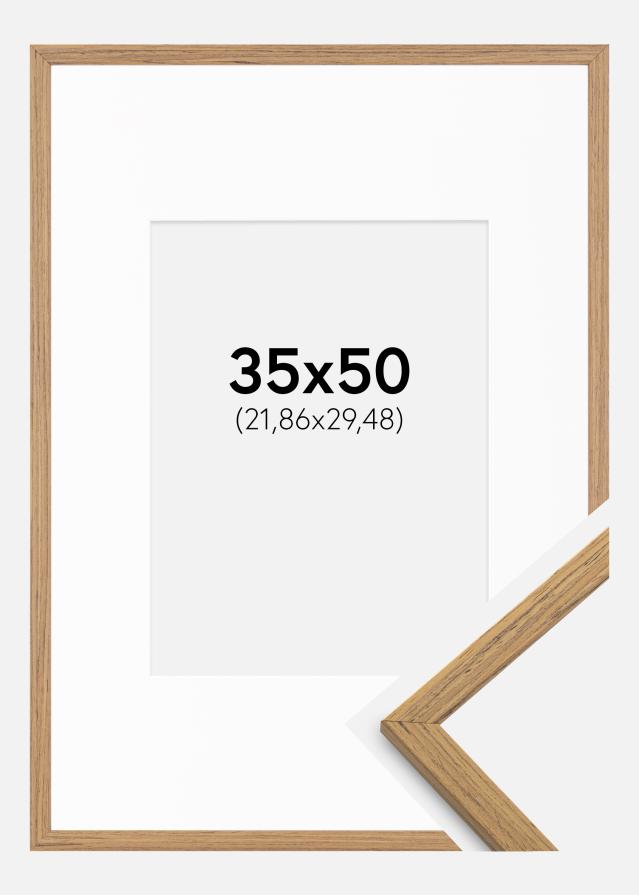 Ramme Edsbyn Teak 35x50 cm - Passepartout Hvid 9x12 inches