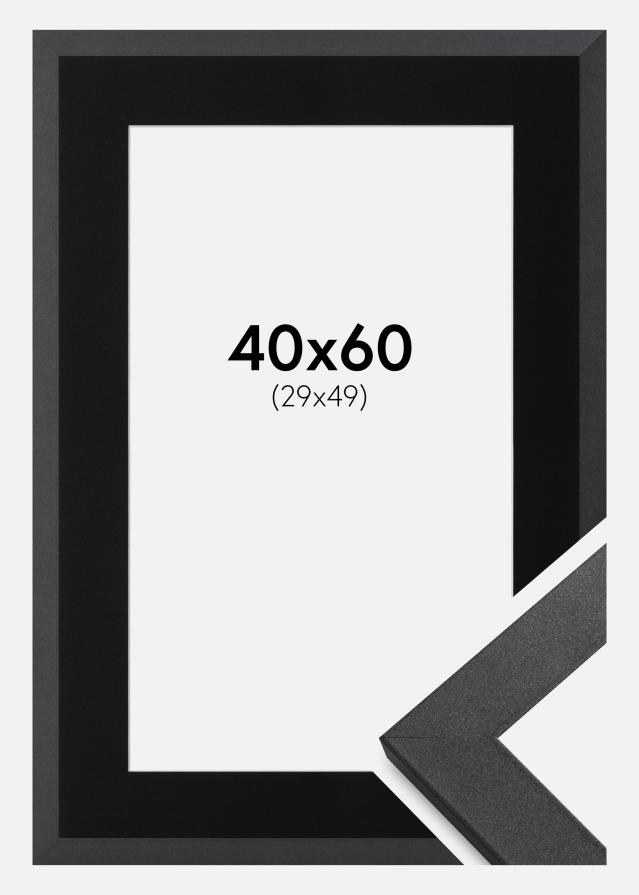 Ramme Graphite Wood 40x60 cm - Passepartout Sort 30x50 cm