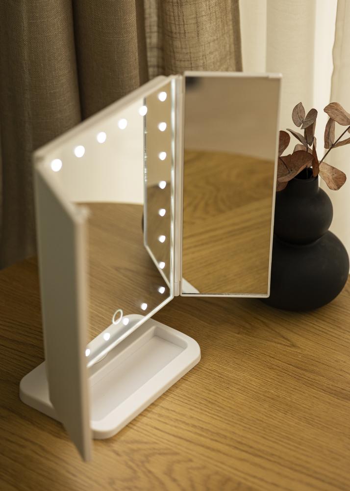 KAILA Makeupspejl Tri-Fold Magnifying Hvid 20x30 cm