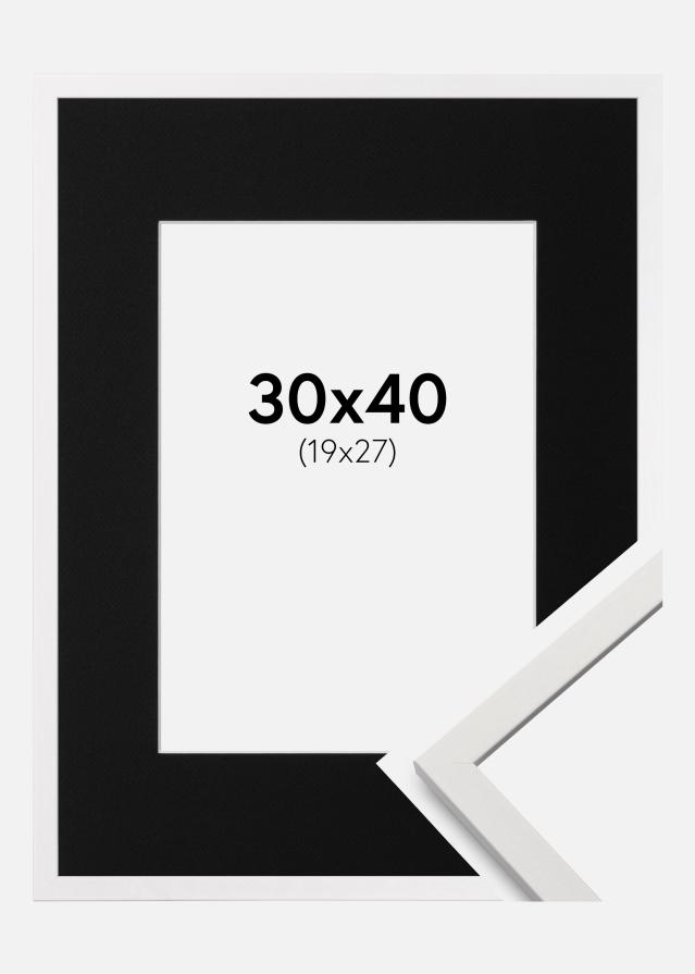 Ramme Edsbyn Hvid 30x40 cm - Passepartout Sort 20x28 cm