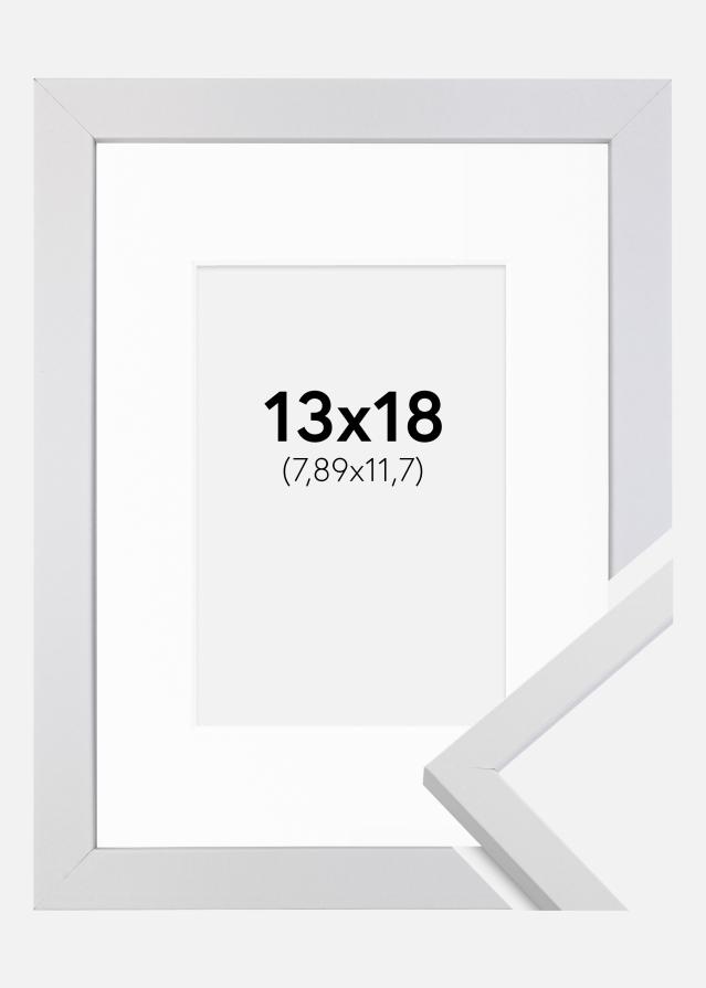 Ramme Trendy Hvid 13x18 cm - Passepartout Hvid 3,5x5 inches