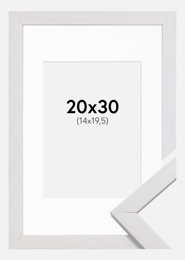 Ramme Stilren Hvid 20x30 cm - Passepartout Hvid 15x21 cm (A5)
