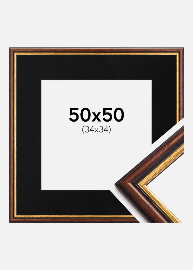 Ramme Siljan Brun 50x50 cm - Passepartout Sort 35x35 cm