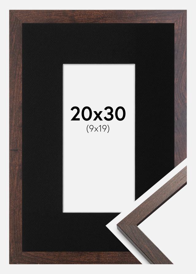 Ramme Trendy Valnød 20x30 cm - Passepartout Sort 10x20 cm
