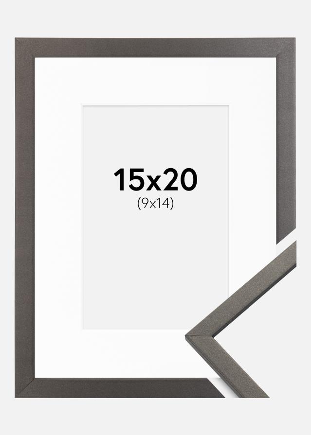 Ramme Edsbyn Grafit 15x20 cm - Passepartout Hvid 10x15 cm