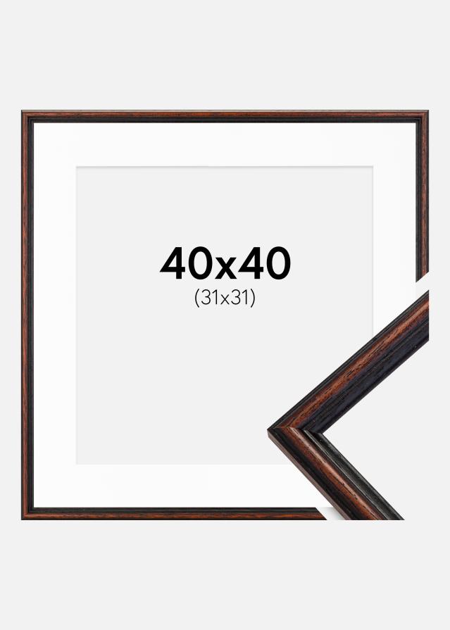 Ramme Horndal Valnød 40x40 cm - Passepartout Hvid 32x32 cm