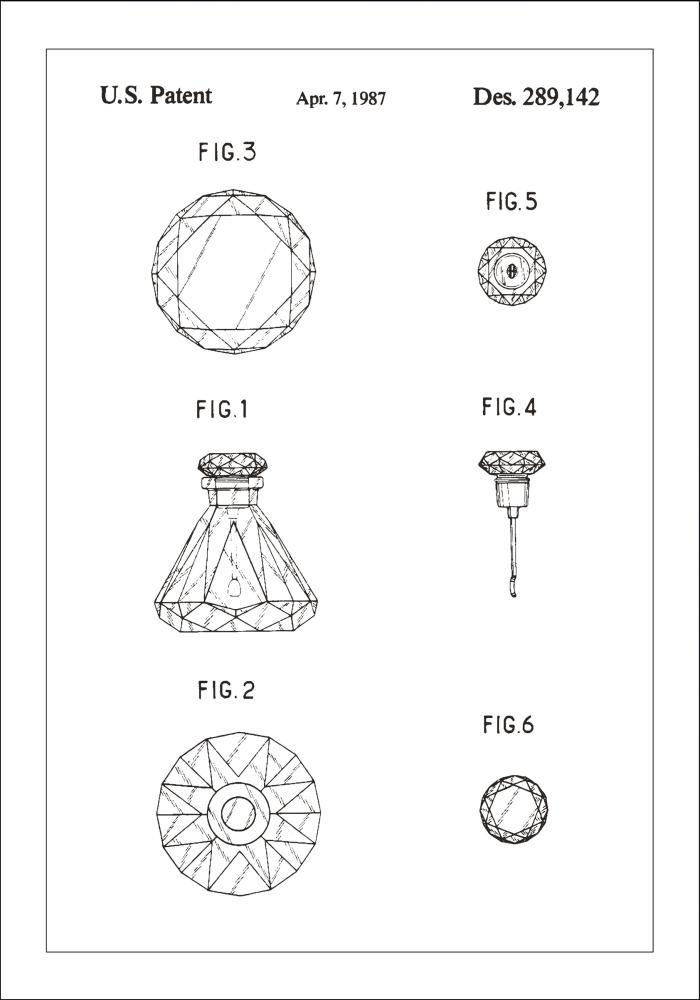 Patenttegning - Parfumeflaske B - Hvid