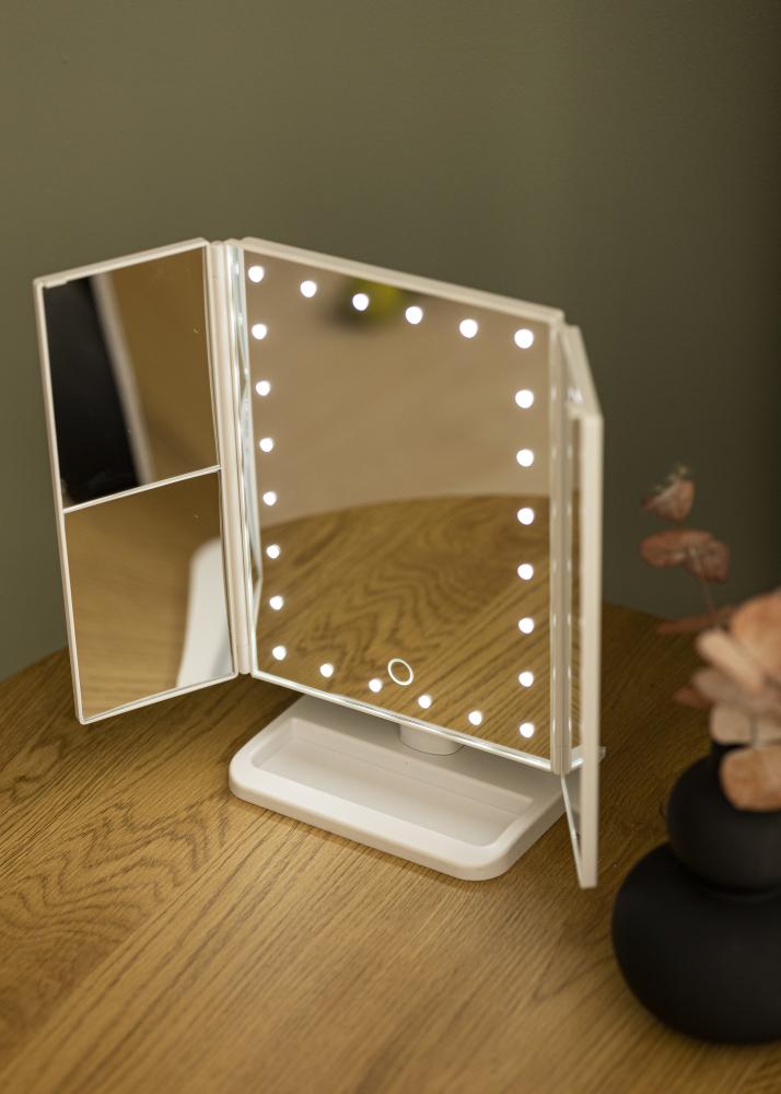 KAILA Makeupspejl Tri-Fold Magnifying Hvid 20x30 cm