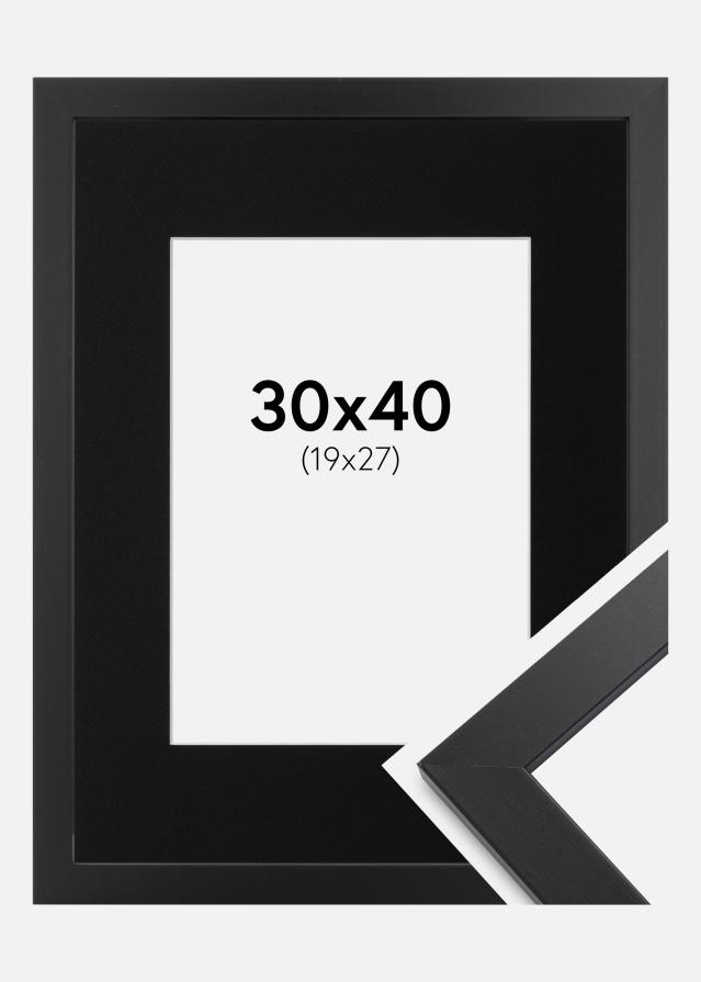 Ramme Black Wood 30x40 cm - Passepartout Sort 20x28 cm