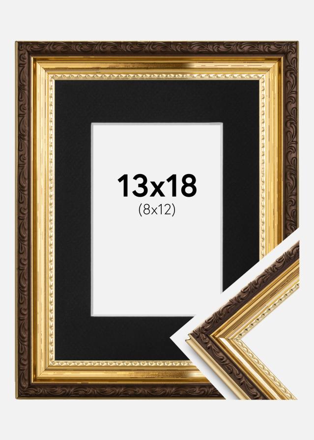 Ramme Abisko Guld 13x18 cm - Passepartout Sort 9x13 cm