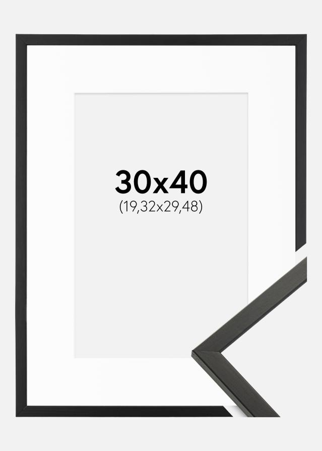 Ramme Galant Sort 30x40 cm - Passepartout Hvid 8x12 inches
