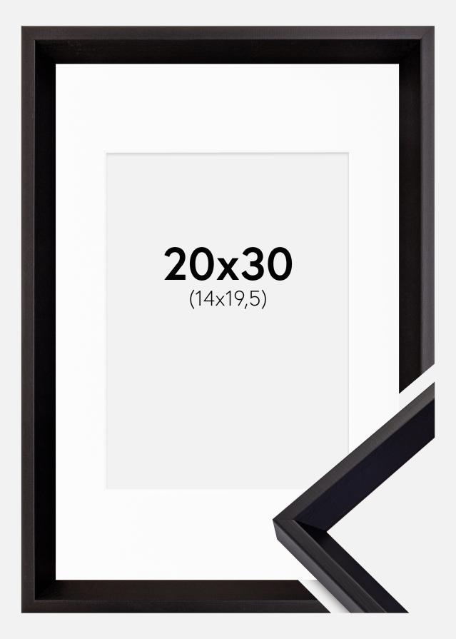 Ramme Globe Sort 20x30 cm - Passepartout Hvid 15x21 cm (A5)