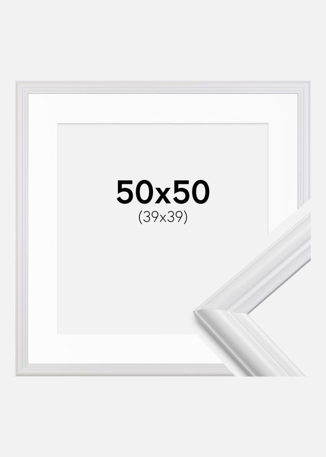 Ramme Siljan Hvid 50x50 cm - Passepartout Hvid 40x40 cm