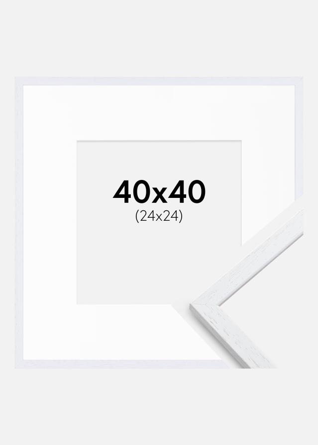 Ramme Edsbyn Warm White 40x40 cm - Passepartout Hvid 25x25 cm