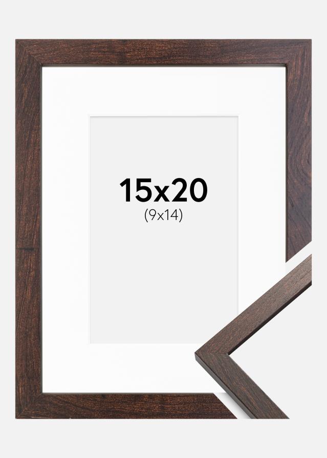 Ramme Trendy Valnød 15x20 cm - Passepartout Hvid 10x15 cm