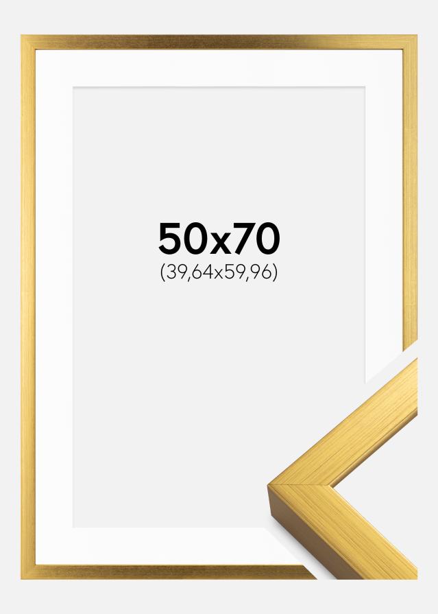 Ramme Falun Guld 50x70 cm - Passepartout Hvid 16x24 inches