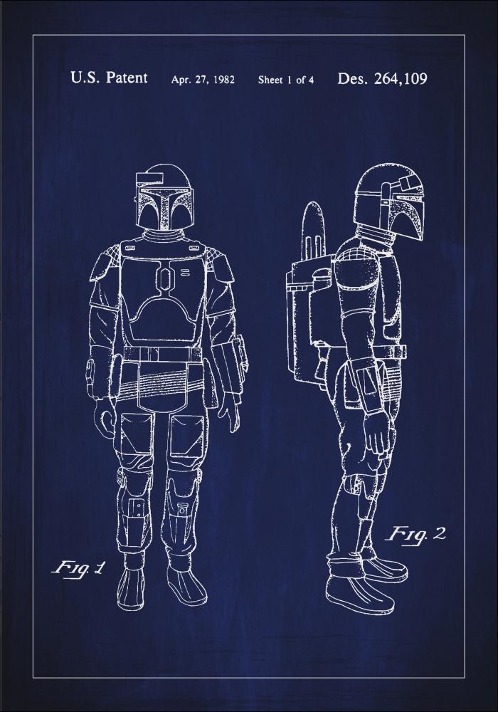 Patenttegning - Star Wars - Boba Fett - Blå Plakat