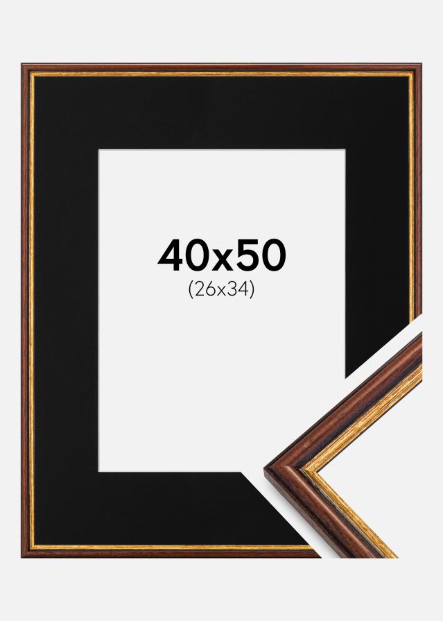 Ramme Horndal Brun 40x50 cm - Passepartout Sort 27x35 cm