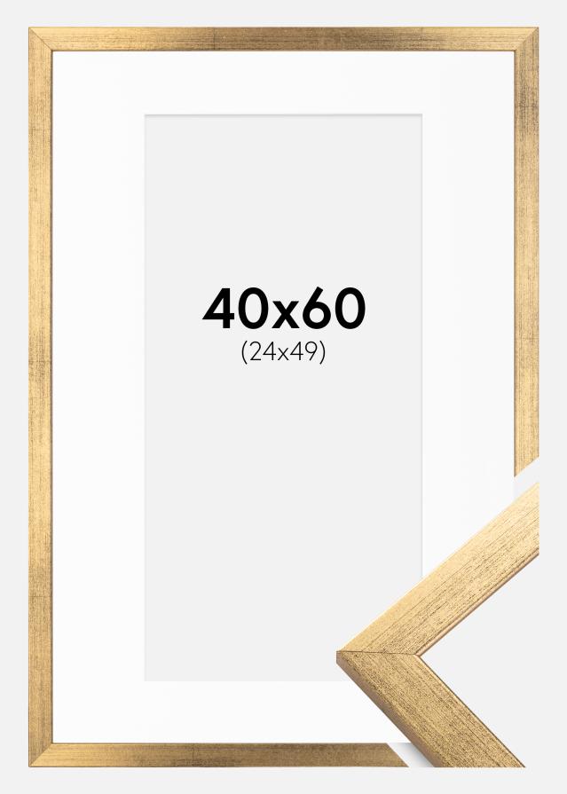Ramme Stilren Guld 40x60 cm - Passepartout Hvid 25x50 cm