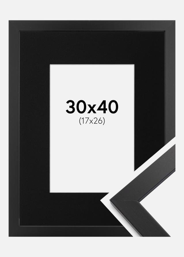 Ramme Black Wood 30x40 cm - Passepartout Sort 18x27 cm