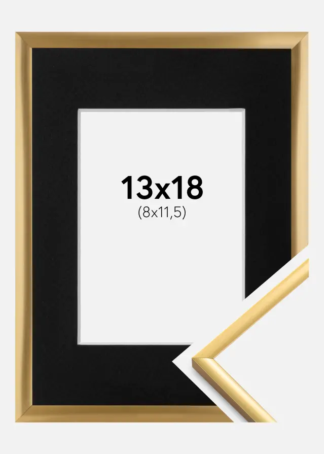 Ramme New Lifestyle Shiny Gold 13x18 cm - Passepartout Sort 9x12 cm