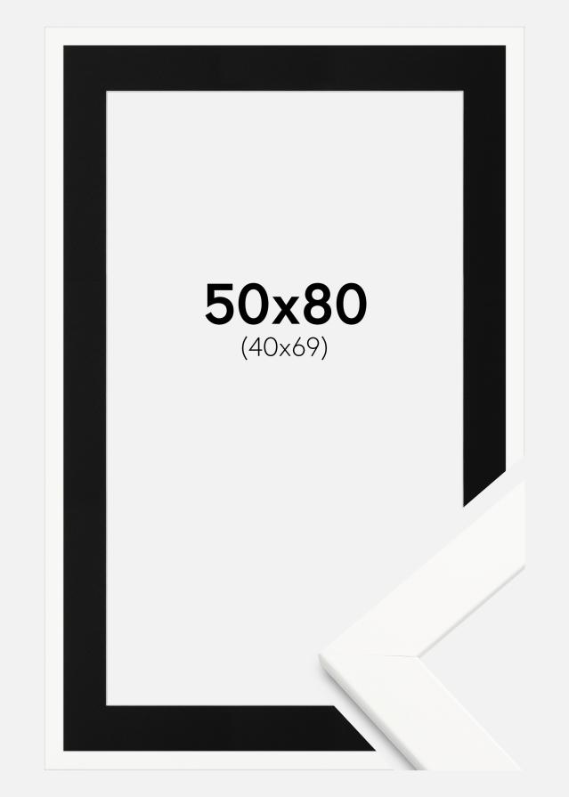 Ramme Trendline Hvid 50x80 cm - Passepartout Sort 41x70 cm