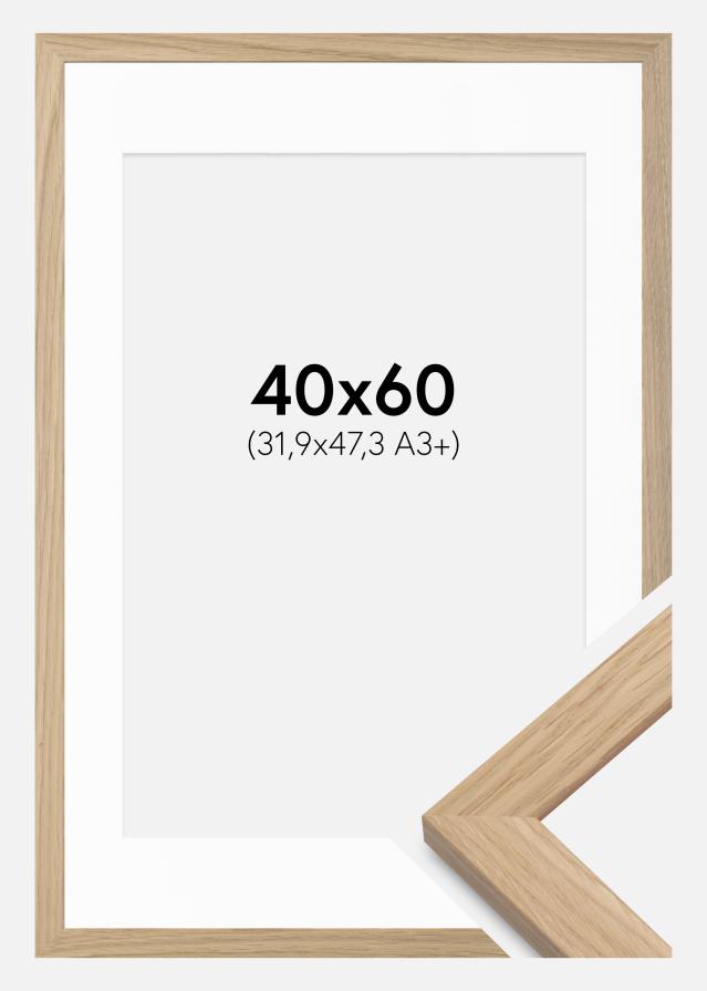 Ramme Oak Wood 40x60 cm - Passepartout Hvid 32,9x48,3 cm (A3+)