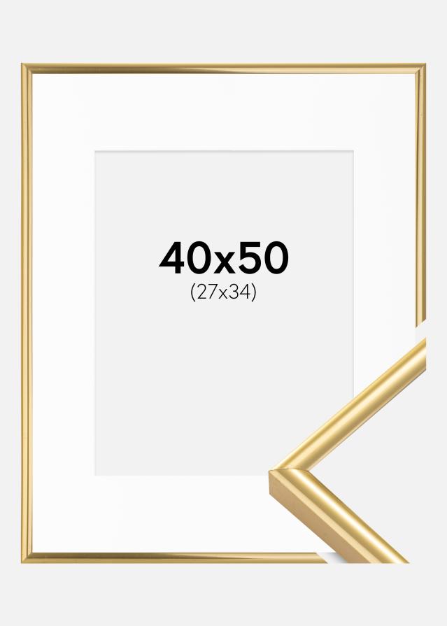 Ramme Victoria Guld 40x50 cm - Passepartout Hvid 28x35 cm