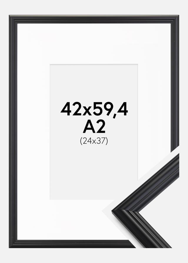 Ramme Siljan Sort 42x59,4 cm (A2) - Passepartout Hvid 25x38 cm