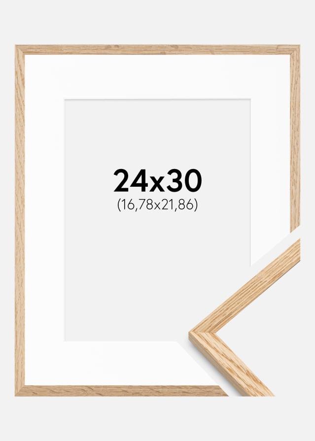 Ramme Tynd Eg 24x30 cm - Passepartout Hvid 7x9 inches