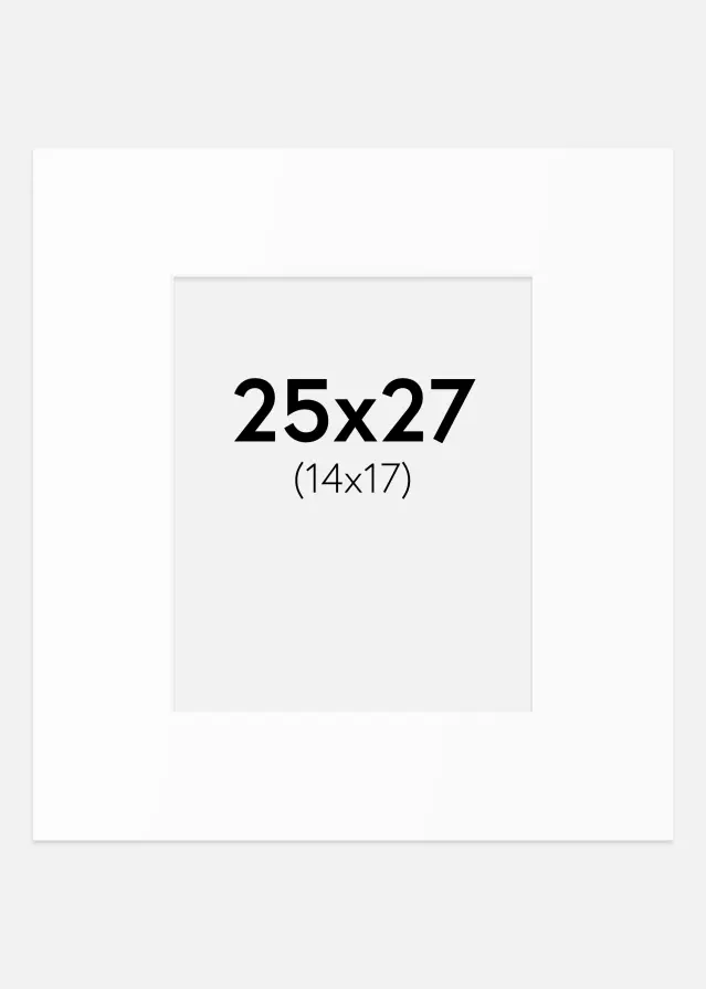 Passepartout Hvid Standard (Hvid kerne) 25x27 cm (14x17)