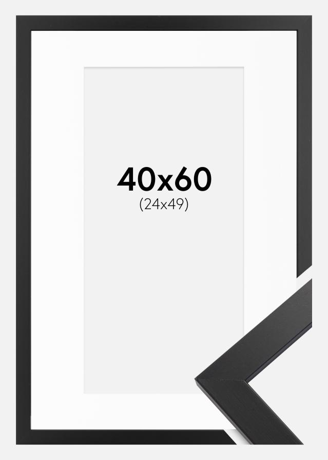 Ramme Black Wood 40x60 cm - Passepartout Hvid 25x50 cm