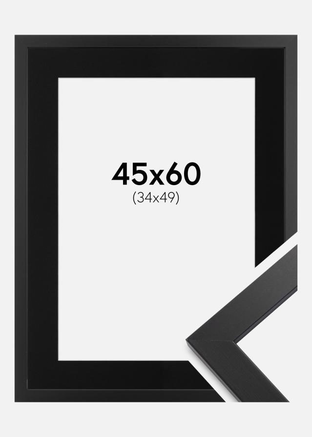 Ramme Black Wood 45x60 cm - Passepartout Sort 35x50 cm