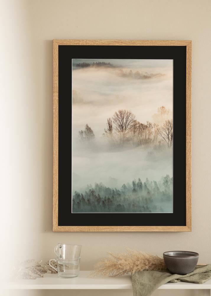 Ramme Fiorito Lys Eg 30x40 cm - Passepartout Sort 21x30 cm