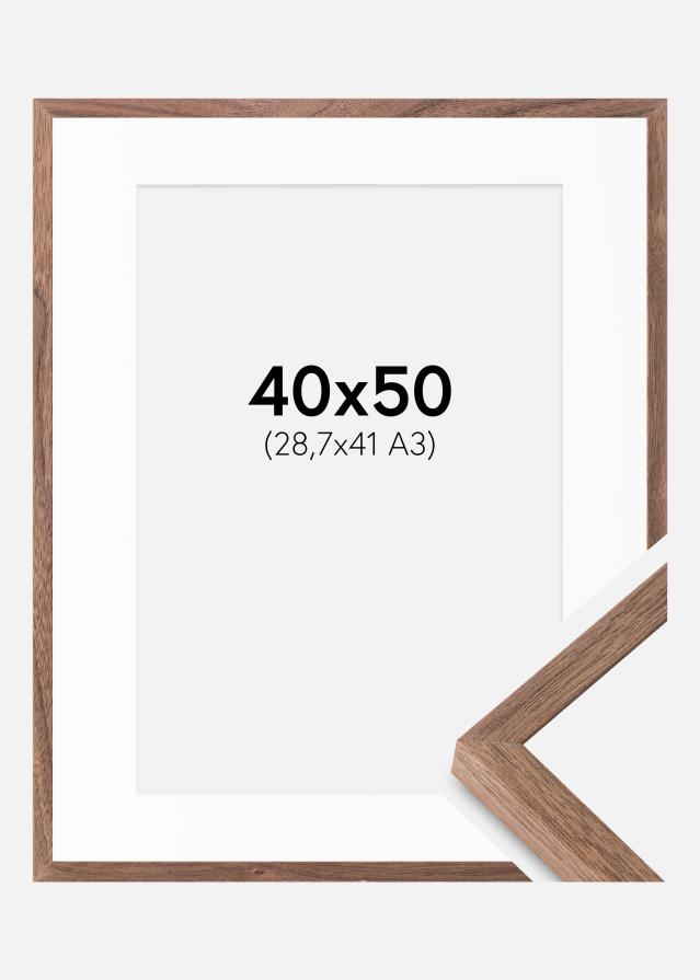 Ramme Soul Walnut Veneer 40x50 cm - Passepartout Hvid 29,7x42 cm (A3)