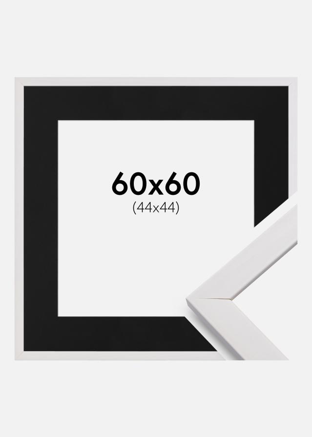 Ramme Stilren Hvid 60x60 cm - Passepartout Sort 45x45 cm