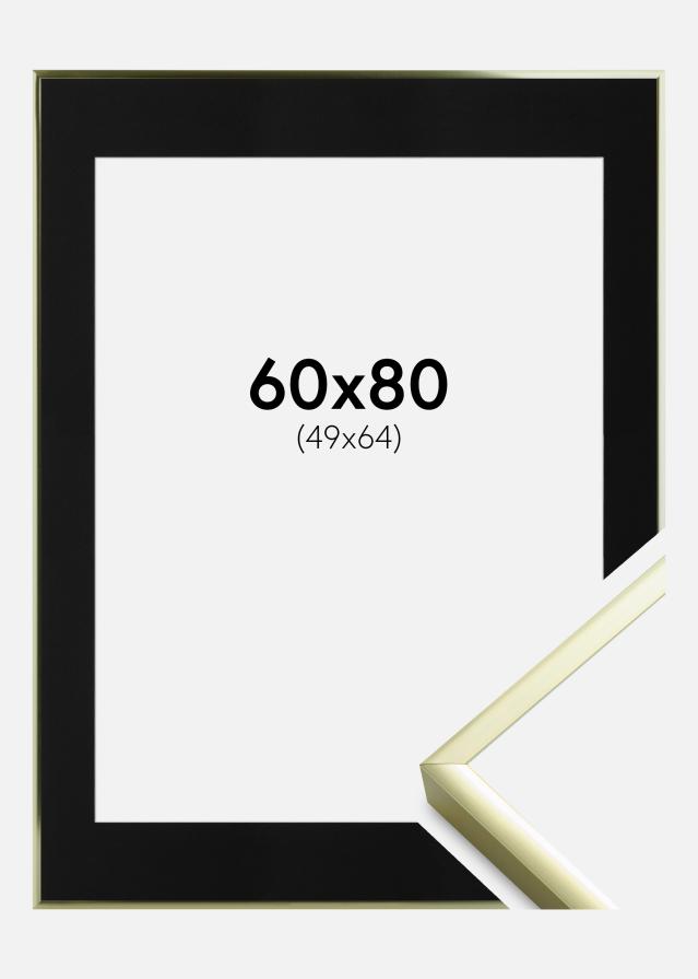 Ramme Poster Frame Aluminum Gold 60x80 cm - Passepartout Sort 50x65 cm