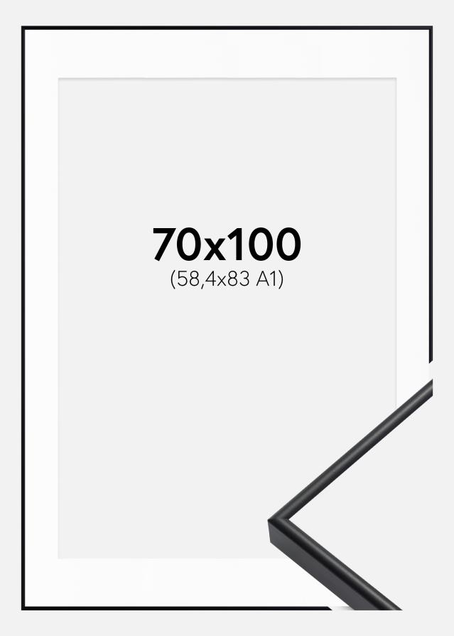 Ramme Visby Sort 70x100 cm - Passepartout Hvid 59,4x84 cm (A1)