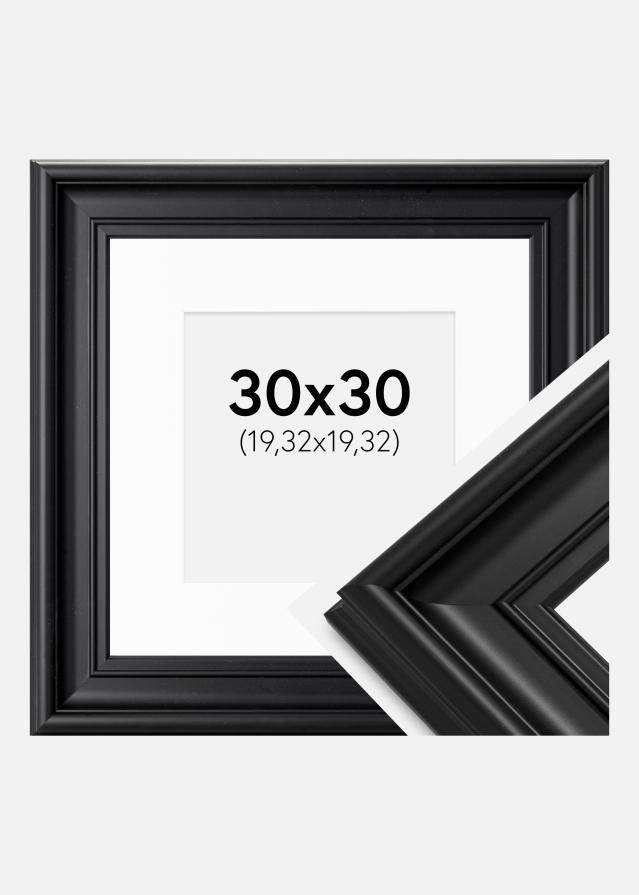Ramme Mora Premium Sort 30x30 cm - Passepartout Hvid 8x8 inches