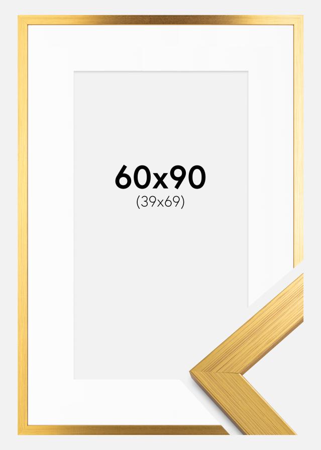Ramme Gold Wood 60x90 cm - Passepartout Hvid 40x70 cm