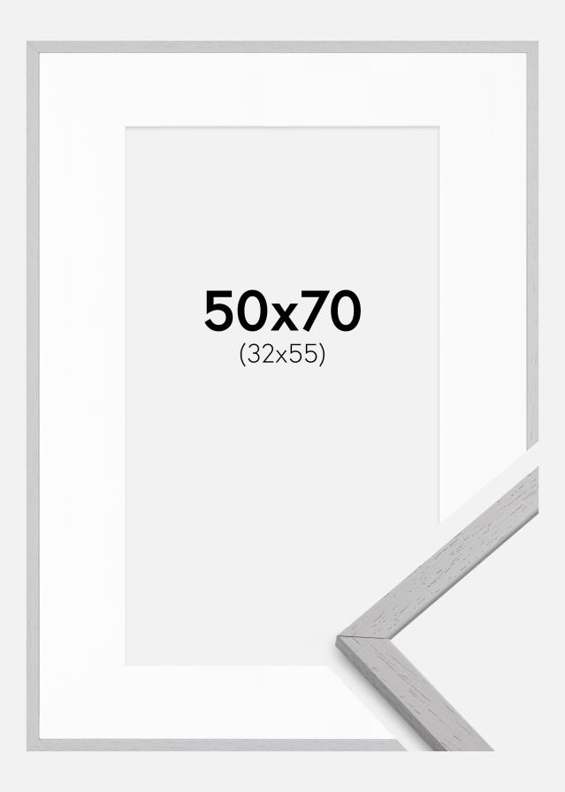 Ramme Edsbyn Grey 50x70 cm - Passepartout Hvid 33x56 cm